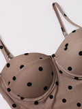 Polka Dot Mesh Skirted Swimsuit