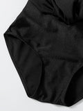 Black Floral Lace-Up Skirted Swimsuit