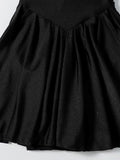 Black Floral Lace-Up Skirted Swimsuit