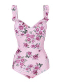 1960s Ruffled Floral One-Piece Swimsuit
