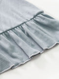 3PCS Blue Gray Ruffled Skirted Bikini Set