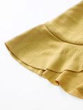 3PCS Yellow Ruffled Skirted Bikini Set