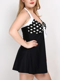 Retro Halter Polka Dot Skirted Swimsuit