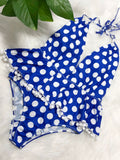 Plus Size Polka Dot Halter Swimsuit