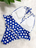 Plus Size Polka Dot Halter Swimsuit