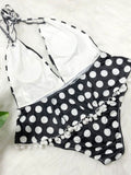 Plus Size Polka Dot Halter Swimsuit