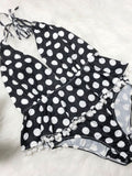 Plus Size Polka Dot Halter Swimsuit