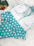 Plus Size Polka Dot Halter Swimsuit