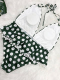 Plus Size Polka Dot Halter Swimsuit