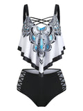 Spaghetti Strap Backless Tankini Set