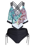 Spaghetti Strap Flower Tankini Set