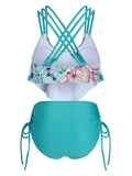 Spaghetti Strap Flower Tankini Set