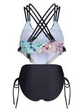 Spaghetti Strap Flower Tankini Set
