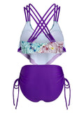Spaghetti Strap Flower Tankini Set