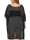 Plus Size Solid Spit Mesh Cover Up