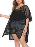 Plus Size Solid Spit Mesh Cover Up