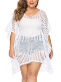 Plus Size Solid Spit Mesh Cover Up