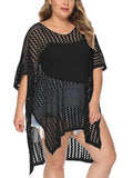 Plus Size Solid Spit Mesh Cover Up