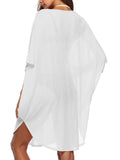 Solid Halter Bat Sleeve Mesh Cover Up