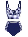 Plaid Spaghetti Strap Patchwork Bikini