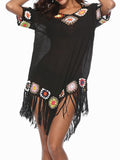 Solid Embroidery Bohemian Cover Up