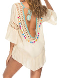 Solid Ruffles Bohemian Cover up