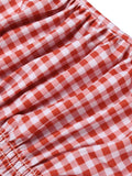 [US Warehouse] Checked 1950s Halter Bowknot One-piece Swimsuit