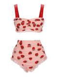 1950s Lace Strawberry Cami Tankini Set