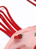 [Plus Size] 1950s Lace Strawberry Cami Tankini Set