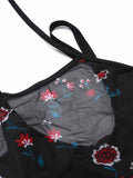 [Plus Size] Florale Lace Retro Halter Strap Swimsuit