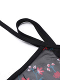 [Plus Size] Florale Lace Retro Halter Strap Swimsuit
