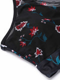 [Plus Size] Florale Lace Retro Halter Strap Swimsuit