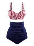 [US Only] Striped Colorblock Retro Bikini Set