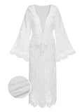 White Lace Plunge Nightgown Cover-up