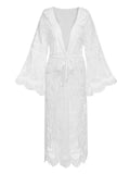 White Lace Plunge Nightgown Cover-up
