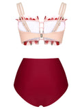Red 1940s Strawberry Mesh Strap Swimsuit