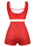 Red 1930s Polka Dot One-piece Swimsuit