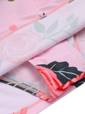 [Plus Size] Pink 1930s Roses Halter Belt Swimsuit
