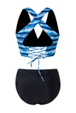 Blue 1950s Ocean Stripes Swimsuit