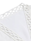 White 1960s Solid V-neck Wrap Cover-up