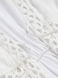 White 1960s Solid V-neck Wrap Cover-up