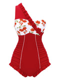 1950s One-shoulder Ruffle One-piece Swimsuit