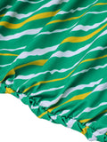 [US Warehouse] Green 1930s Stripe Off-Shoulder Halter Swimsuit