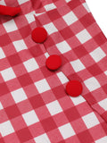 Red 1950s Plaids Added Bowknot Swimsuit