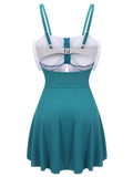 Blue 1930s Bow Halter One-piece Swimsuit