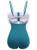 Blue 1930s Bow Halter One-piece Swimsuit