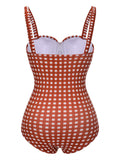 Red 1940s Plaid Strap One-piece Swimsuit