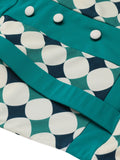 Green 1950s Geometric Pattern Patchwork Swimsuit