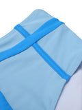 Blue 1950s Button Patchwork Swimsuit