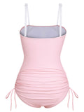 Pink 1940s Rose Halter One-piece Swimsuit